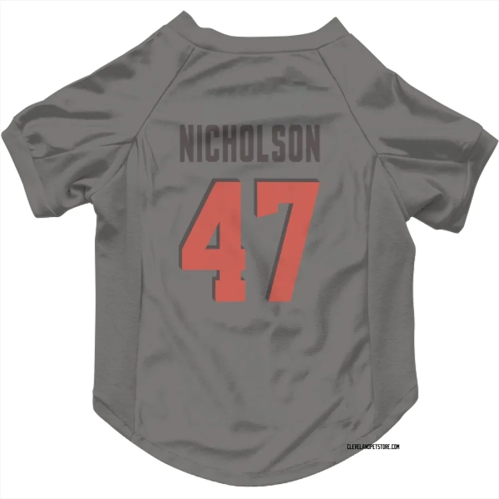 Cleveland Browns DeCarlos Nicholson Gray Pet Jersey for Dog & Cat