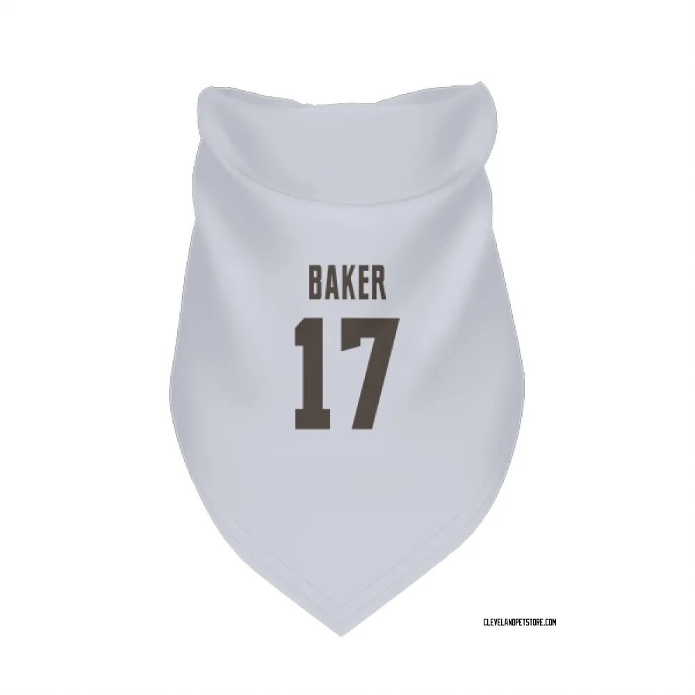 Cleveland Browns Jerome Baker White Pet Bandana for Dog & Cat