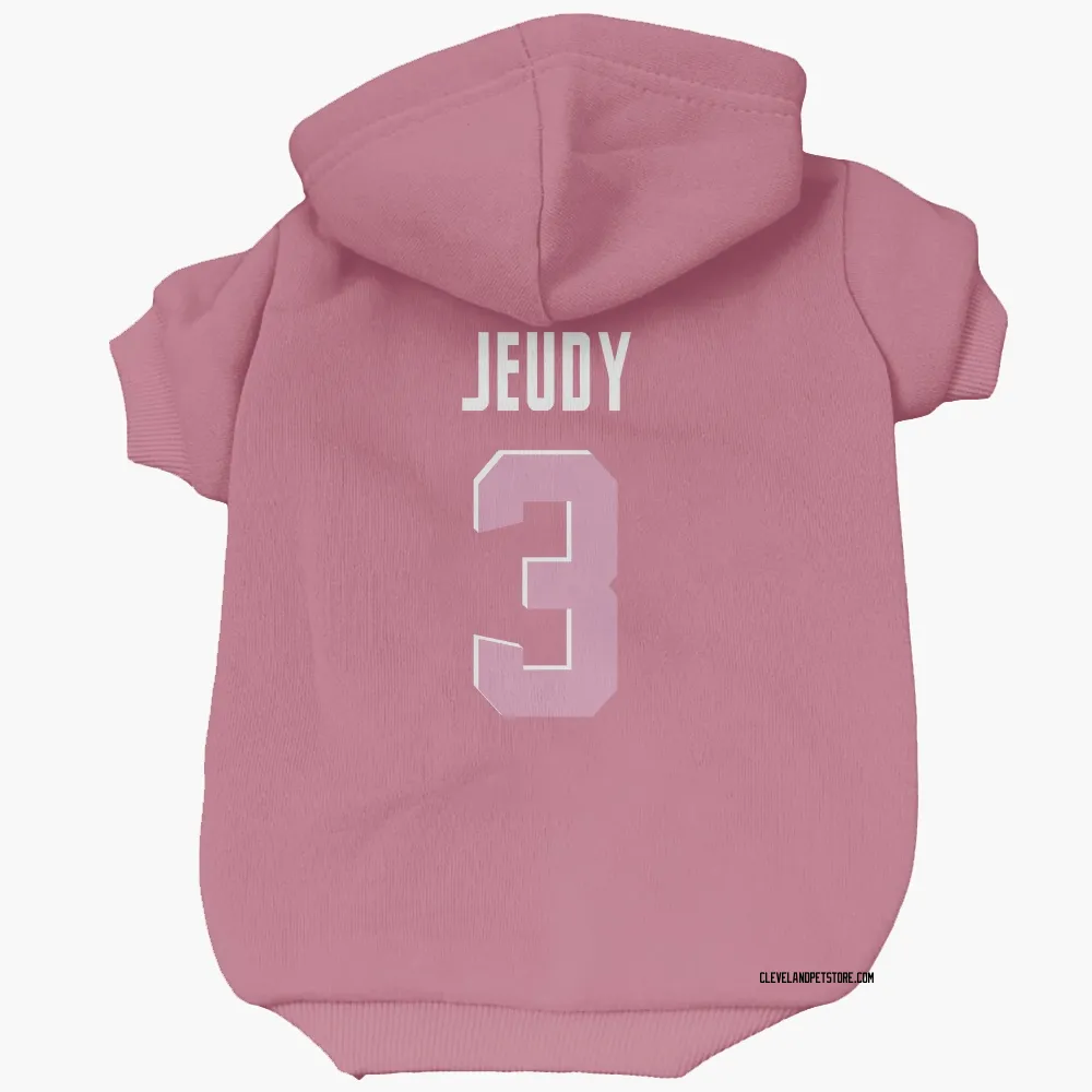 Cleveland Browns Jerry Jeudy Pink Pet Hoodie for Dog & Cat