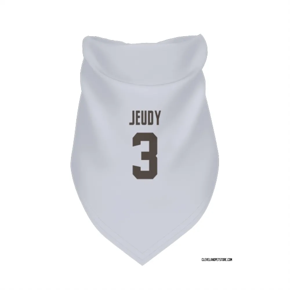 Cleveland Browns Jerry Jeudy White Pet Bandana for Dog & Cat