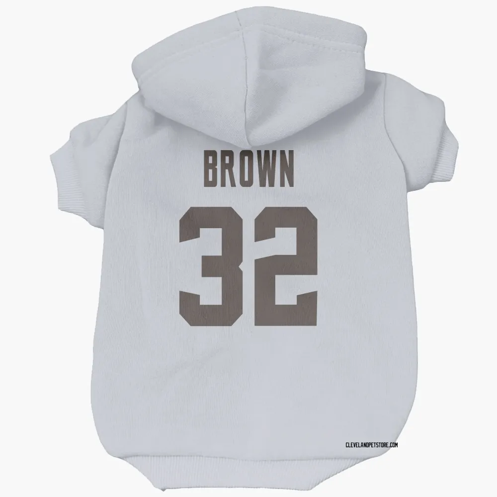 Cleveland Browns Jim Brown White Pet Hoodie for Dog & Cat