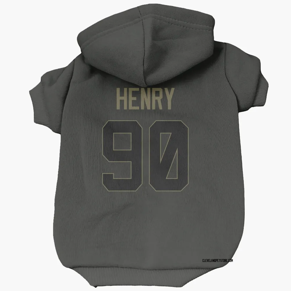 Cleveland Browns KJ Henry Black Service Pet Hoodie for Dog & Cat