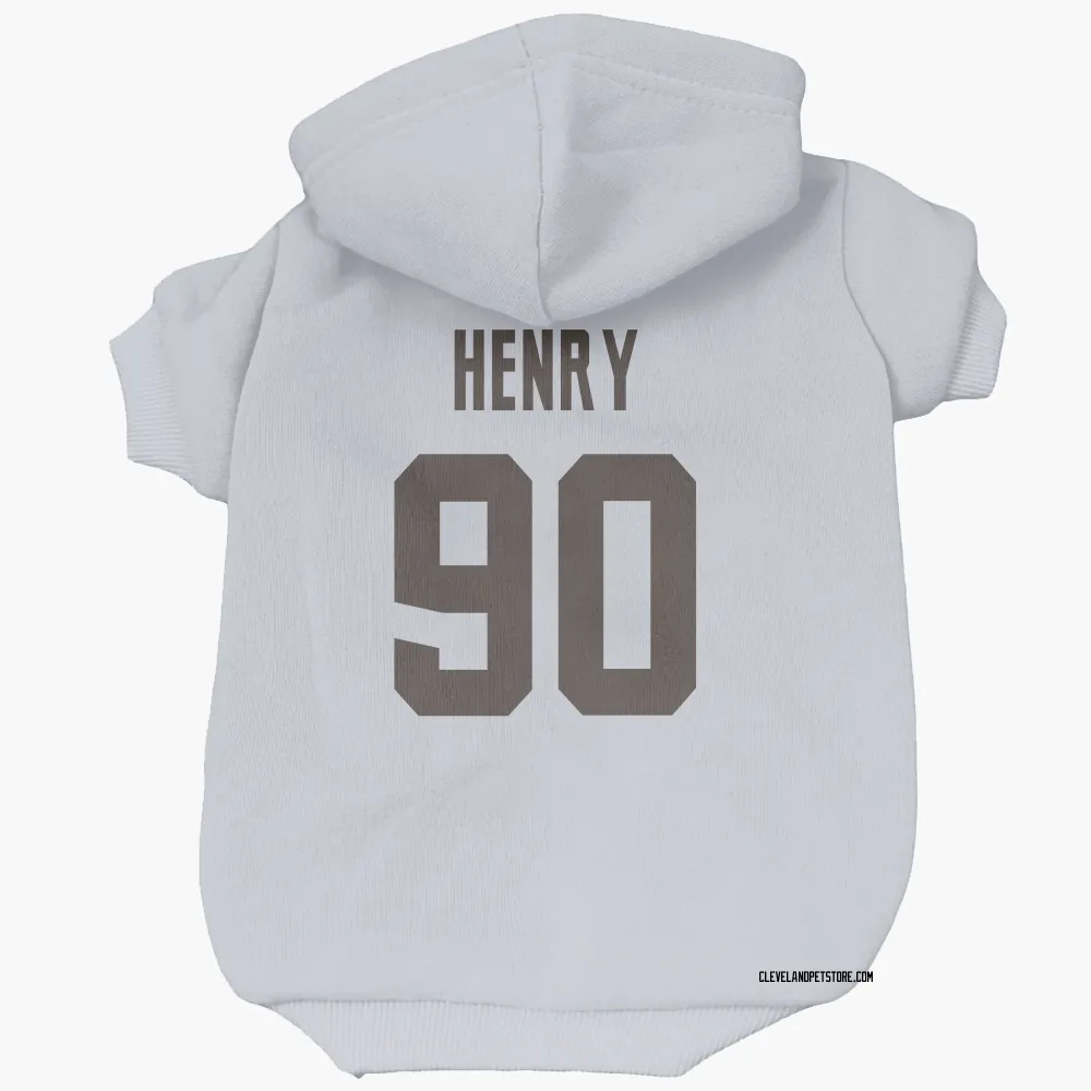 Cleveland Browns KJ Henry White Pet Hoodie for Dog & Cat